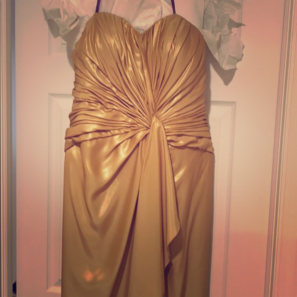 Shimmering gold gown and wrap